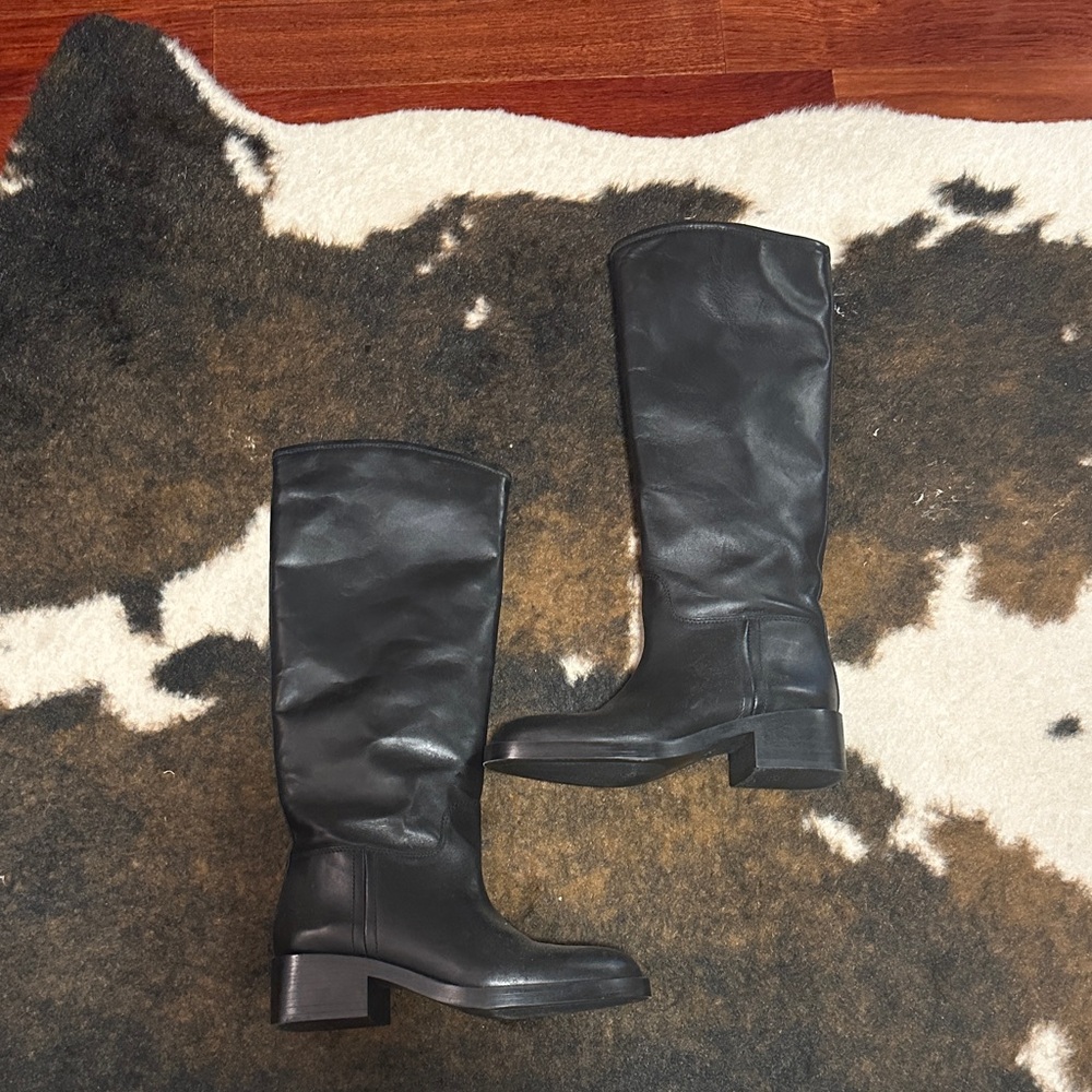 Zara Black Knee-High Riding Boots